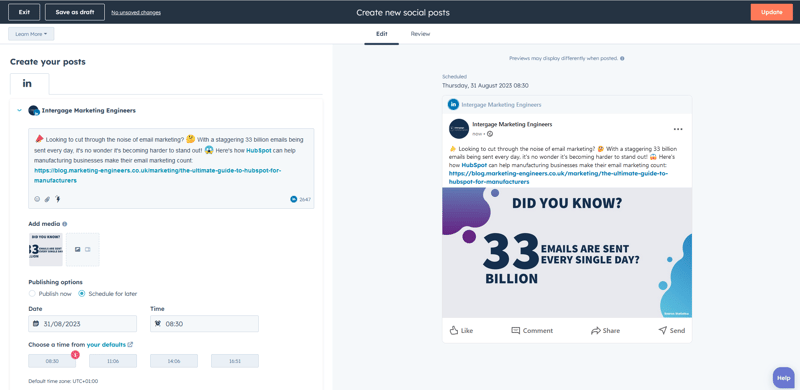 social post editor screen