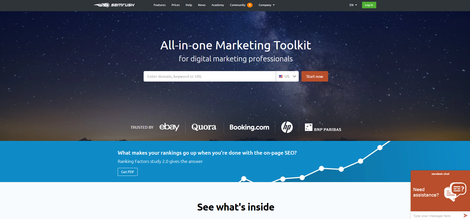 The old SEMrush homepage.